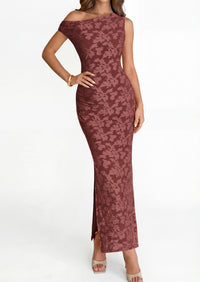 PRETTYGARDEN Womens Floral One Shoulder Maxi Dress 2026 Summer Spring Bodycon Ruched Side Slit Elegant Cocktail Party Dresses PRETTYGARDEN