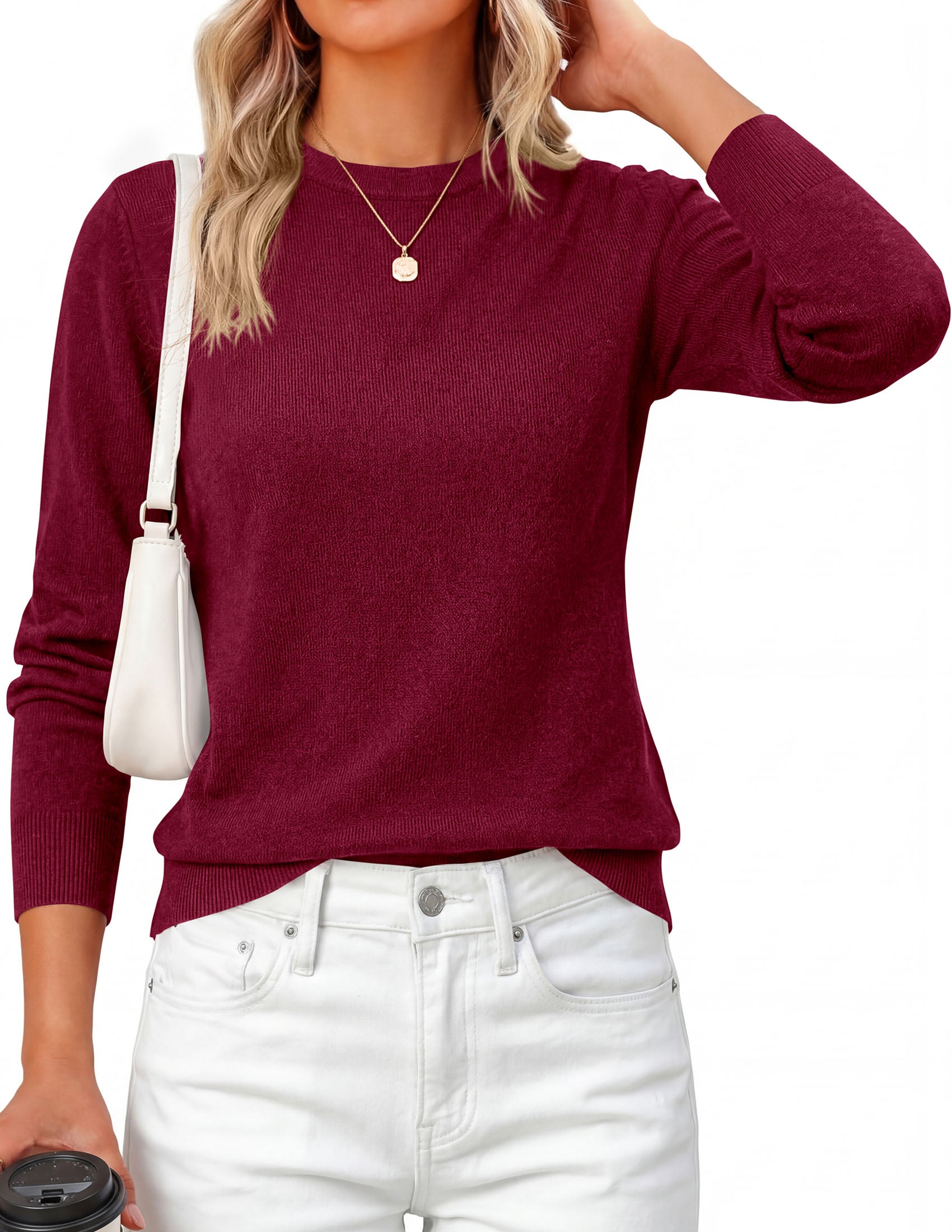 PRETTYGARDEN Womens Fall Basic Long Sleeve Sweater | Soft Knit Fabric, Classic Crew Neck Sweaters, Loose Fit Sweater, Casual Going Out Outfits, 2026 Winter Trendy Clothes
