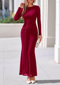 PRETTYGARDEN Women's Long Sleeve Tie Waist Maxi Dresses						  Sexy Mesh Style,Ruched Design,Wedding Guest,Cocktail Party,Night Out,2026 Early Fall Fashion Outfits,Cute Spring Dress
