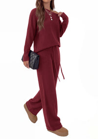 PRETTYGARDEN Lounge Sets Womens Two Piece Outfits  Cozy Boat Neck Long Sleeve , Wide Leg Pants with Drawstring, Casual Fall Fashion 2026 Airport & Travel, Knit Matching Set