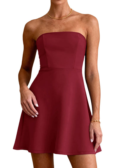 PRETTYGARDEN Women's Strapless Mini Summer Dress Spring A Line Tube Top Sundress Cocktail Party Short Dresses PRETTYGARDEN