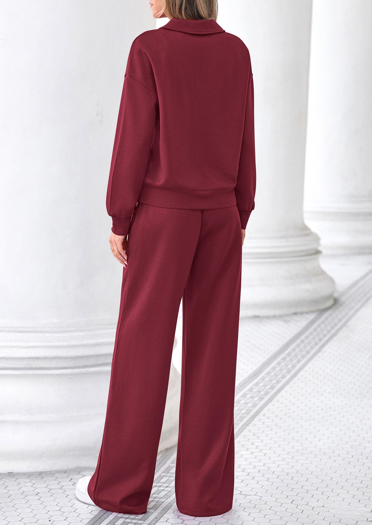 PRETTYGARDEN Womens Sweatsuits 2 Piece Outfits Matching Sets | Wide Leg Sweatpants & Polo V Neck Sweatshirt, Lounge Set, Comfy Airport Travel Outfits, Track suits, Fall Winter Clothes