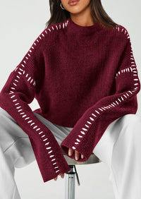 PRETTYGARDEN Women's Chunky Knit Sweaters Fall Long Sleeve Mock Neck Oversized Pullover Tops Winter Fashion Clothes