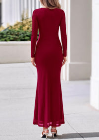PRETTYGARDEN Women's Long Sleeve Tie Waist Maxi Dresses						  Sexy Mesh Style,Ruched Design,Wedding Guest,Cocktail Party,Night Out,2026 Early Fall Fashion Outfits,Cute Spring Dress