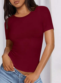 PRETTYGARDEN Women Summer Crew Neck Short Sleeve Tops Ribbed Knit Slim Fit Fashion Basic Tee Shirts Casual Going Out Top PRETTYGARDEN