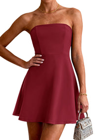 PRETTYGARDEN Women's Strapless Mini Summer Dress Spring A Line Tube Top Sundress Cocktail Party Short Dresses PRETTYGARDEN