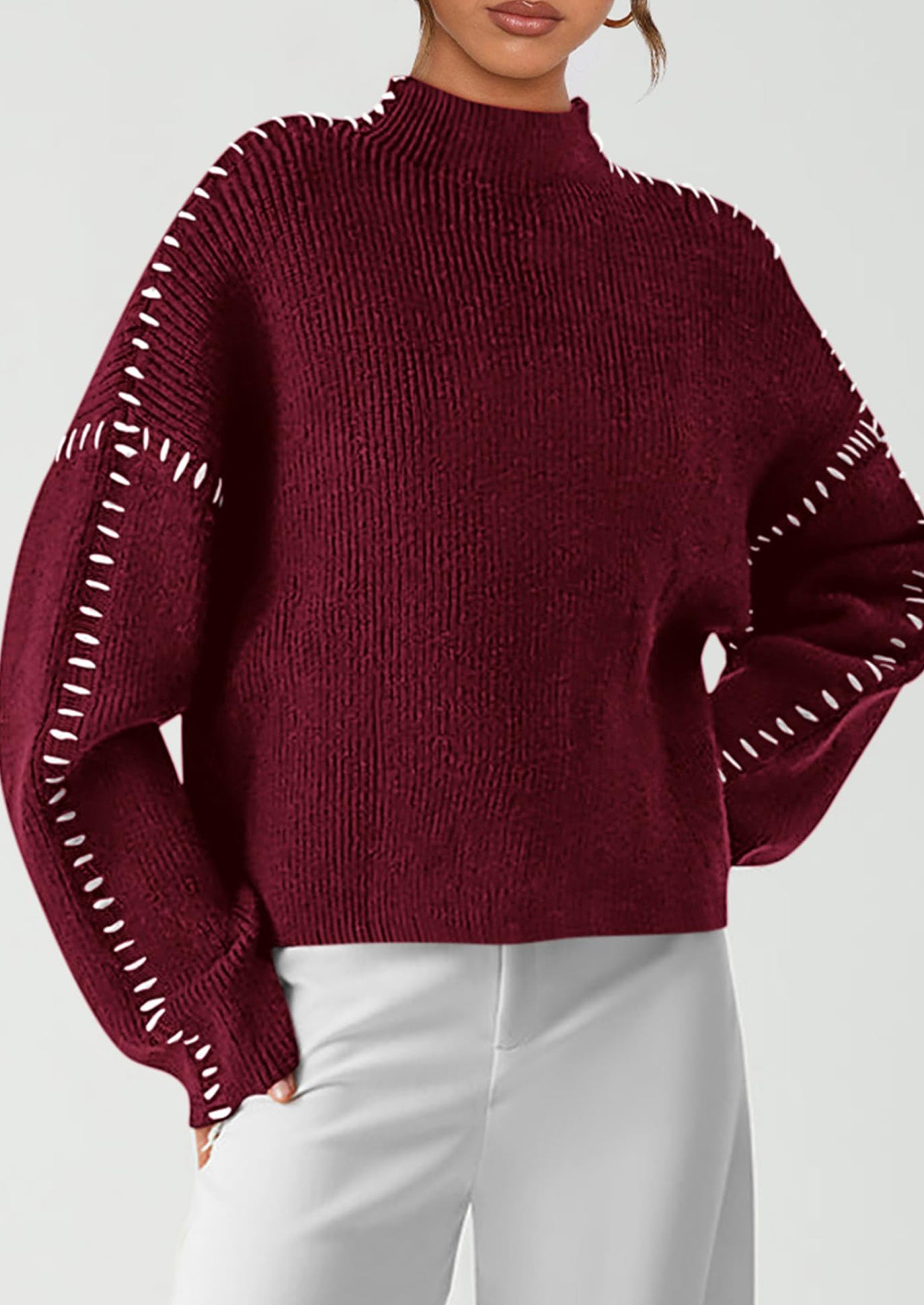 PRETTYGARDEN Women's Chunky Knit Sweaters Fall Long Sleeve Mock Neck Oversized Pullover Tops Winter Fashion Clothes