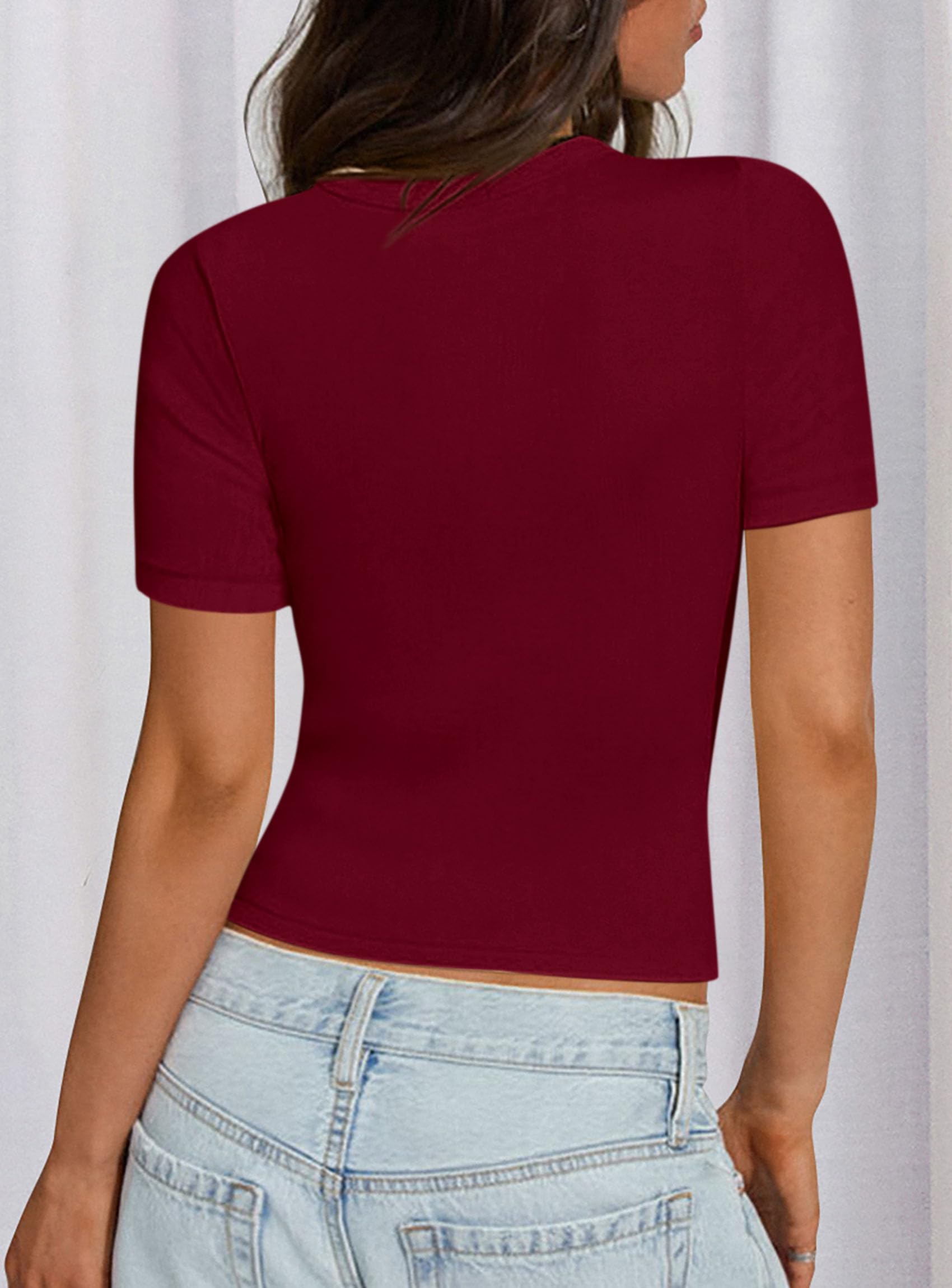 PRETTYGARDEN Women Summer Crew Neck Short Sleeve Tops Ribbed Knit Slim Fit Fashion Basic Tee Shirts Casual Going Out Top PRETTYGARDEN