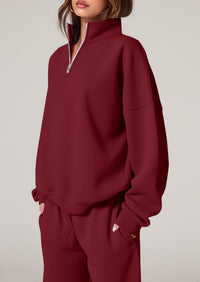 PRETTYGARDEN Womens Casual Two Piece Sets Fall Outfits Quarter Zip Sweatshirts Straight Leg Pants Sweatsuits Tracksuit