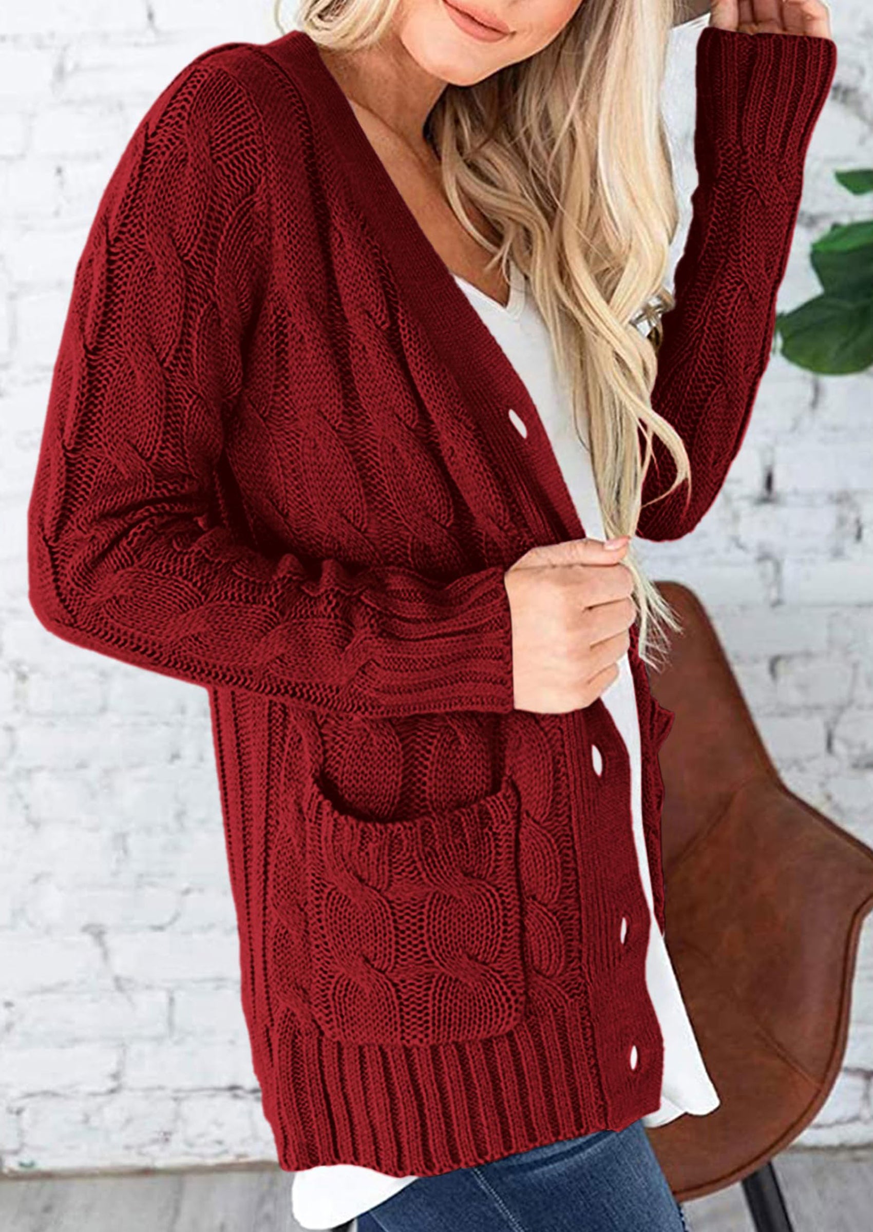 PRETTYGARDEN Women's Open Front Cardigan Sweaters Fall Fashion Button Down Cable Knit Chunky Winter Outerwear Coats