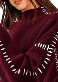 PRETTYGARDEN Women's Chunky Knit Sweaters Fall Long Sleeve Mock Neck Oversized Pullover Tops Winter Fashion Clothes