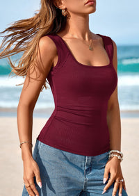 PRETTYGARDEN Womens Tank Tops Spring Casual Sleeveless Fitted Scoop Neck Basic Slim Cute Top Summer Shirt Beach Clothes PRETTYGARDEN