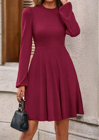 PRETTYGARDEN Womens Long Sleeve Mini Dress Fall Crewneck Ribbed Knit Soft A Line Flowy Casual Short Dresses with Pockets