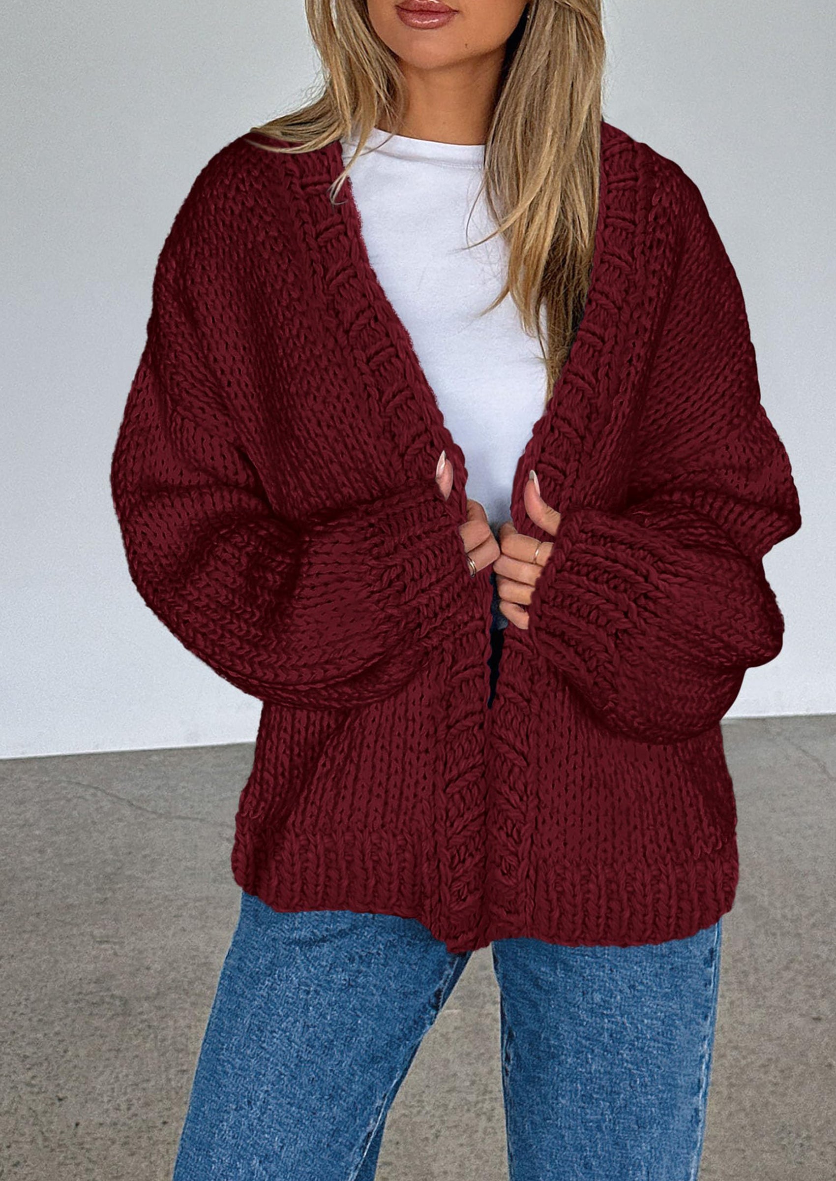 PRETTYGARDEN Cardigan Sweaters for Women Trendy Fall Fashion Long Sleeve Chunky Knit Cardigans Winter Clothing Outfits