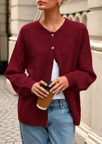 PRETTYGARDEN Fall Long Sleeve Cardigans for Women Trendy Open Front Winter Button Down Crewneck Soft Knit Sweater Jacket