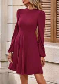 PRETTYGARDEN Womens Long Sleeve Mini Dress Fall Crewneck Ribbed Knit Soft A Line Flowy Casual Short Dresses with Pockets