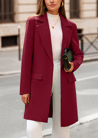 PRETTYGARDEN Women's Spring Fall Long Blazer Jackets Long Sleeve Lapel Pockets Loose Fit Work Casual Blazers Outerwear