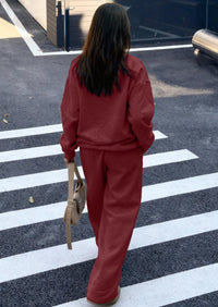 PRETTYGARDEN Casual Winter Two Piece Sets for Women V Neck Sweatshirt Loose Wide Leg Pants Tracksuit Knit Fall Outfits PRETTYGARDEN