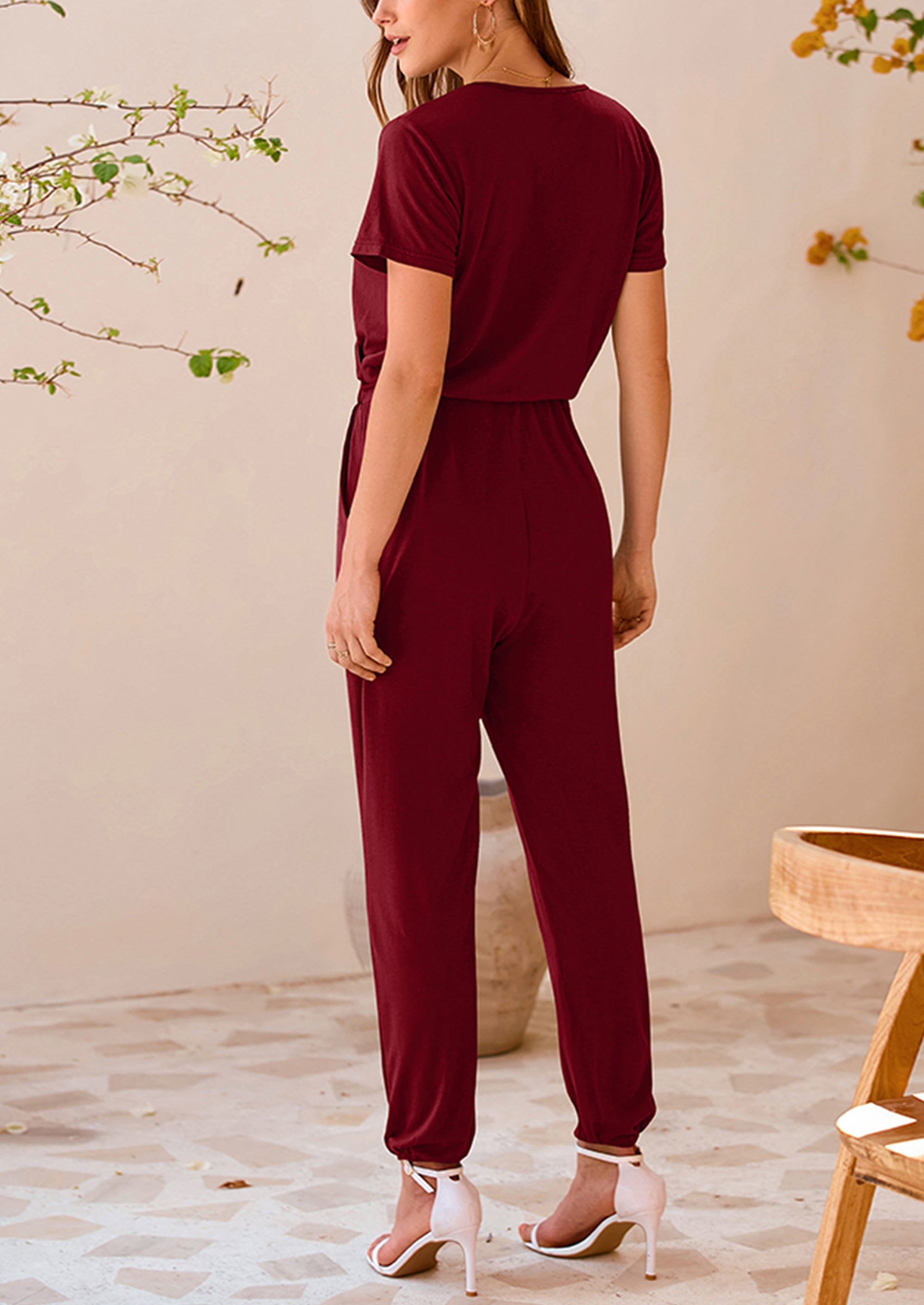 PRETTYGARDEN Jumpsuits for Women Dressy Summer Casual Short Sleeve Romper Spring Airport Beach Vacation Travel Outfits