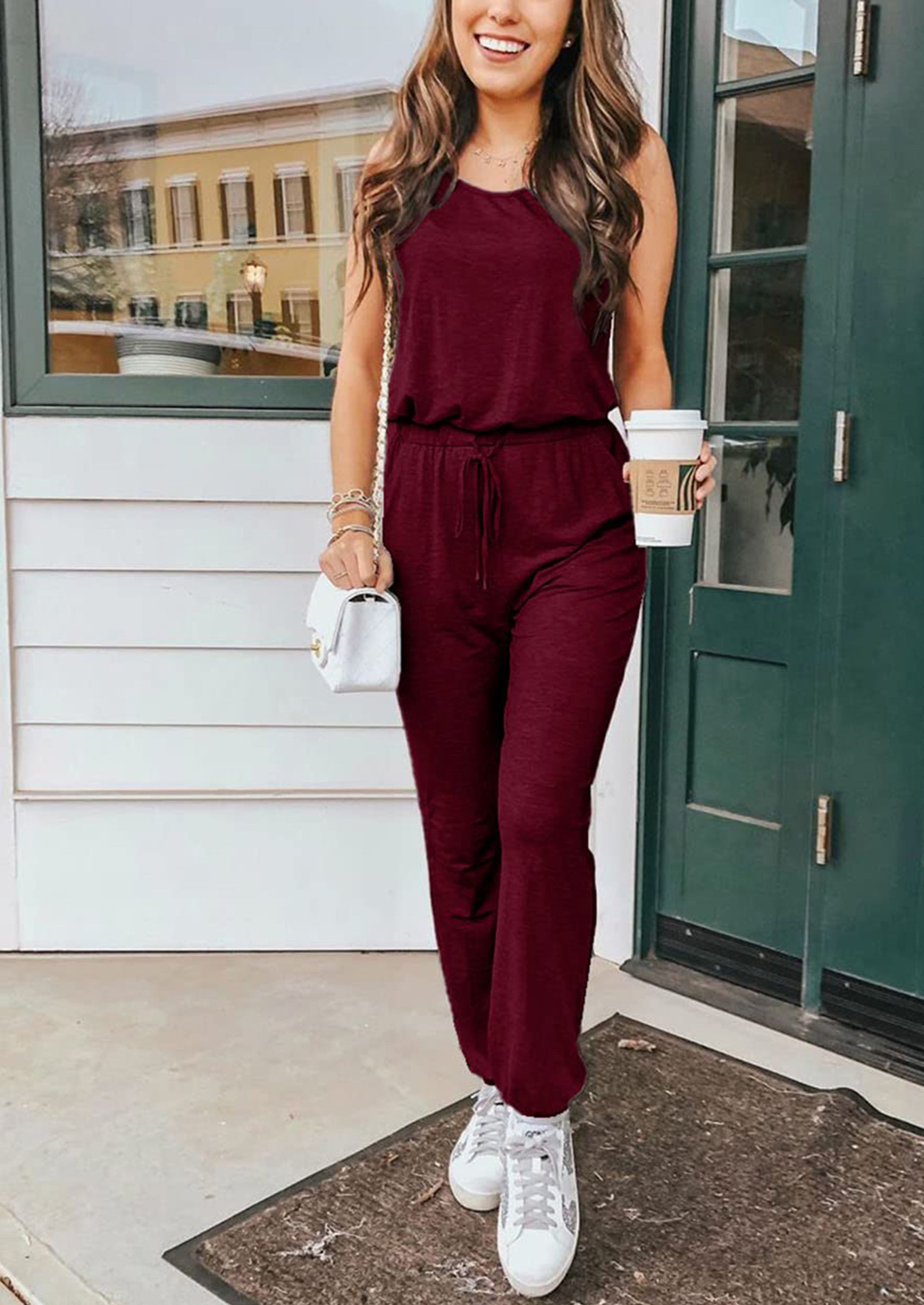 PRETTYGARDEN Two Piece Outfit Sets Casual Sleeveless Crewneck Tops and Sweatpants