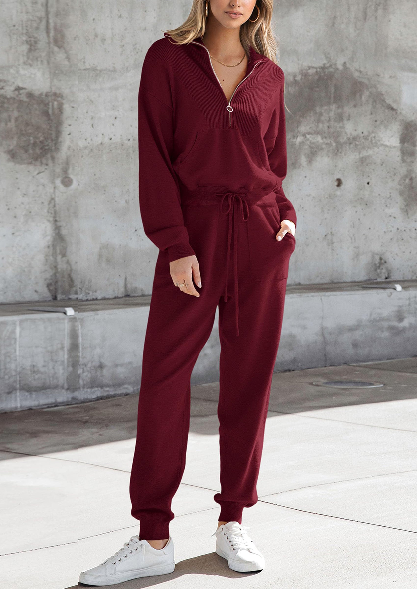 PRETTYGARDEN Women's 2 Piece Sweater Set Pullover Zip Up Sweatshirt Jogger Sweatpants Tracksuit Casual Outfit