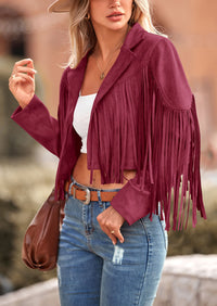 PRETTYGARDEN Women's Fringe Faux Suede Leather Jackets Fashion Tassel Motorcycle Cropped Coats
