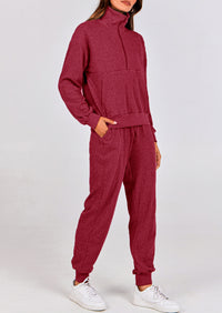 PRETTYGARDEN Women's Fall 2 Piece Lounge Sets Zip Up Sweatshirt Jogger Pants Sweat Track Suits Travel Outfit Winter Clothing