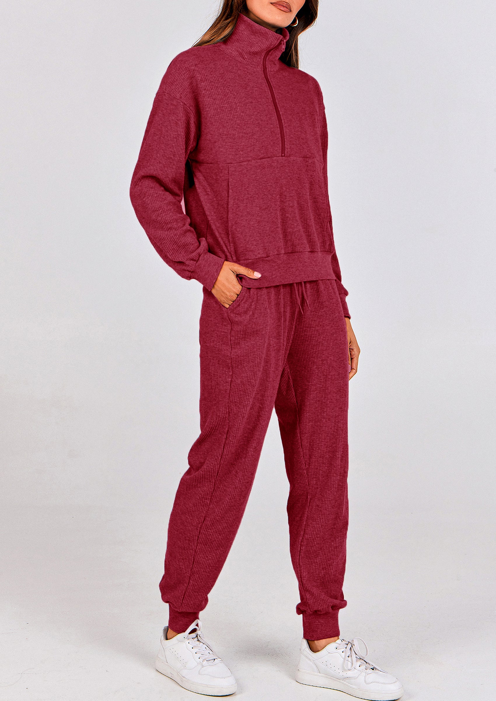 PRETTYGARDEN Women's Fall 2 Piece Lounge Sets Zip Up Sweatshirt Jogger Pants Sweat Track Suits Travel Outfit Winter Clothing