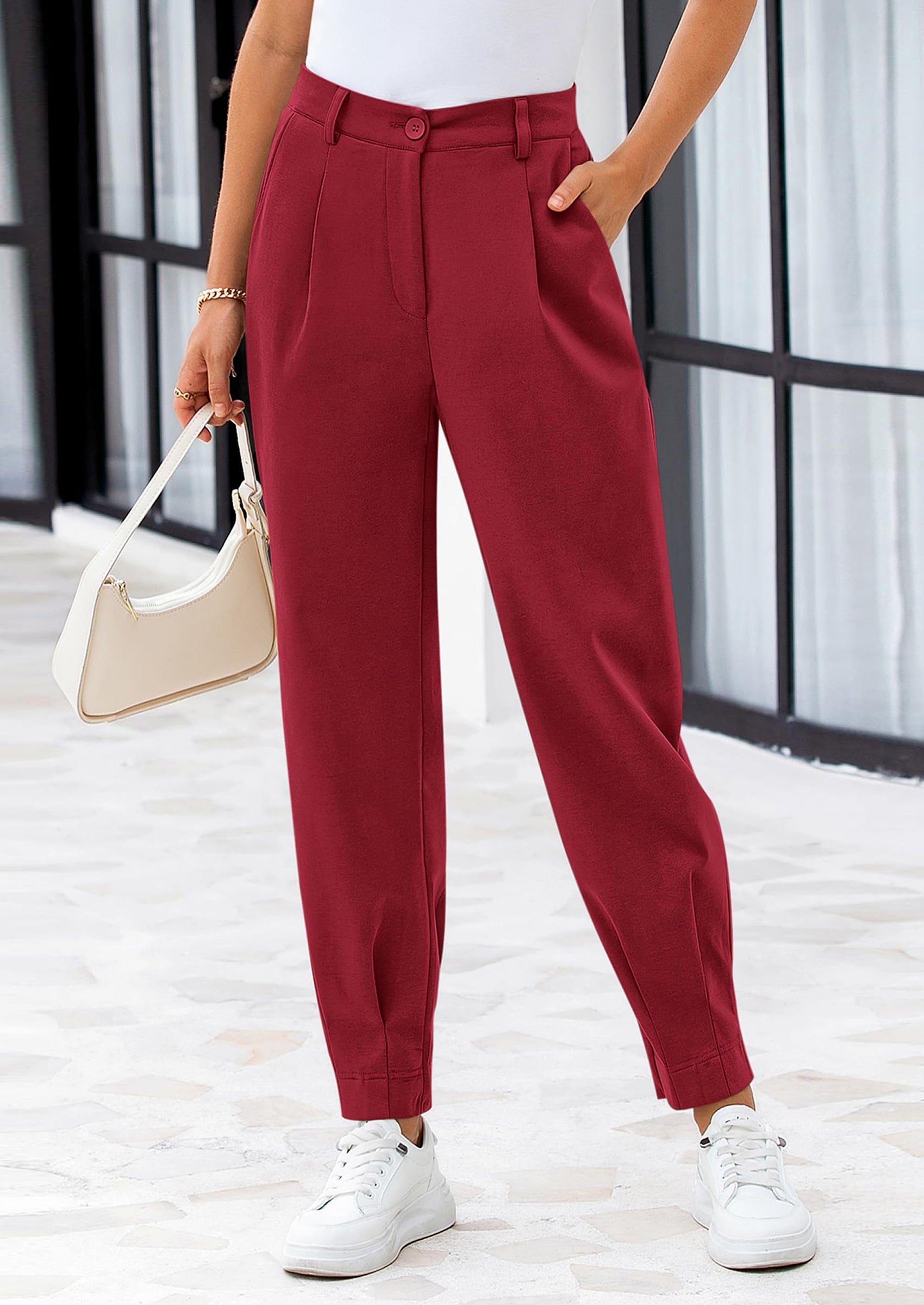 PRETTYGARDEN Womens Dress Pants Business Casual Trendy High Waisted Ankle Length Dressy Trousers Slacks Work Clothes