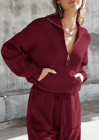 PRETTYGARDEN Women's 2 Piece Sweater Set Pullover Zip Up Sweatshirt Jogger Sweatpants Tracksuit Casual Outfit