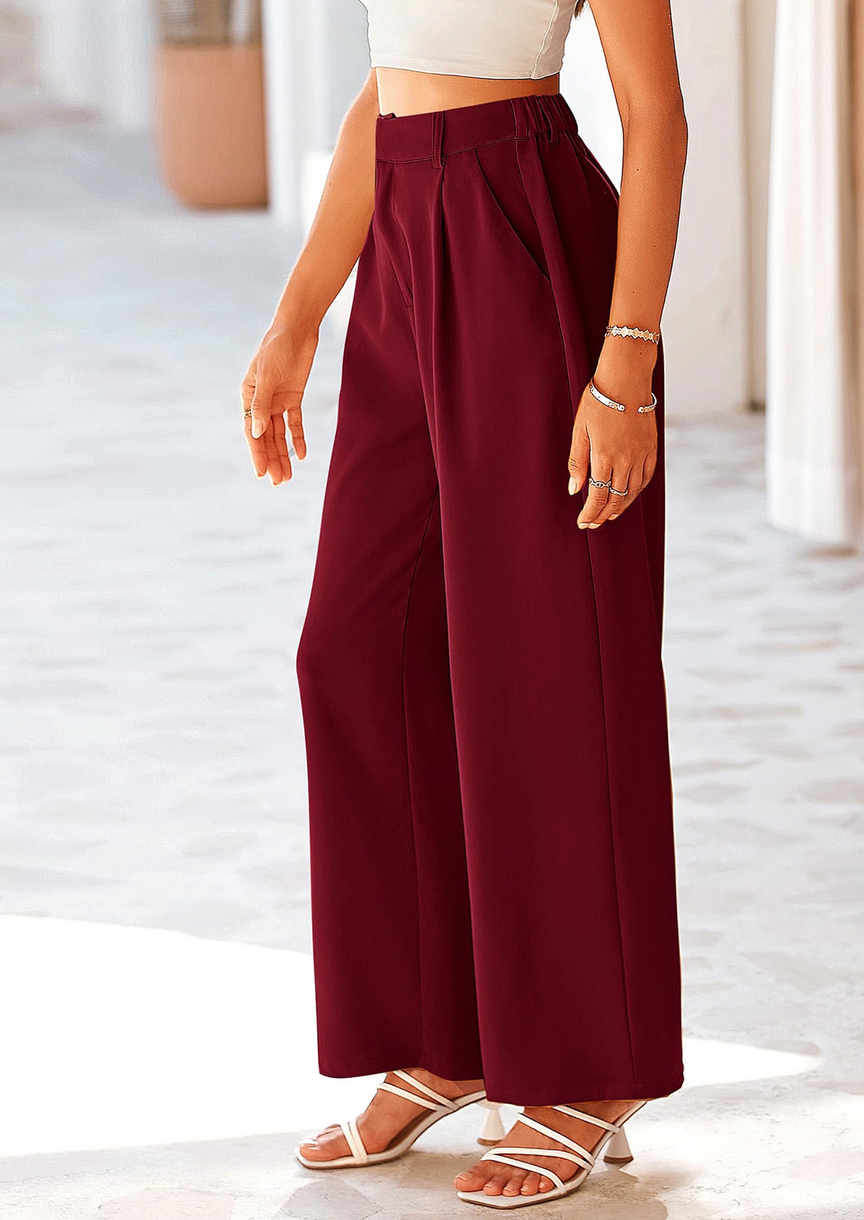 PRETTYGARDEN Wide Leg Pants for Women Trendy Fall High Waisted Business Casual Outfits Work Pant Trousers