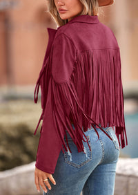 PRETTYGARDEN Women's Fringe Faux Suede Leather Jackets Fashion Tassel Motorcycle Cropped Coats