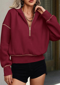 PRETTYGARDEN Women's Hooded Sweatshirts Long Sleeve Half Zip Cropped Hoodie Pullover Winter Fashion Clothes