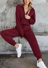 PRETTYGARDEN Women's 2 Piece Sweater Set Pullover Zip Up Sweatshirt Jogger Sweatpants Tracksuit Casual Outfit