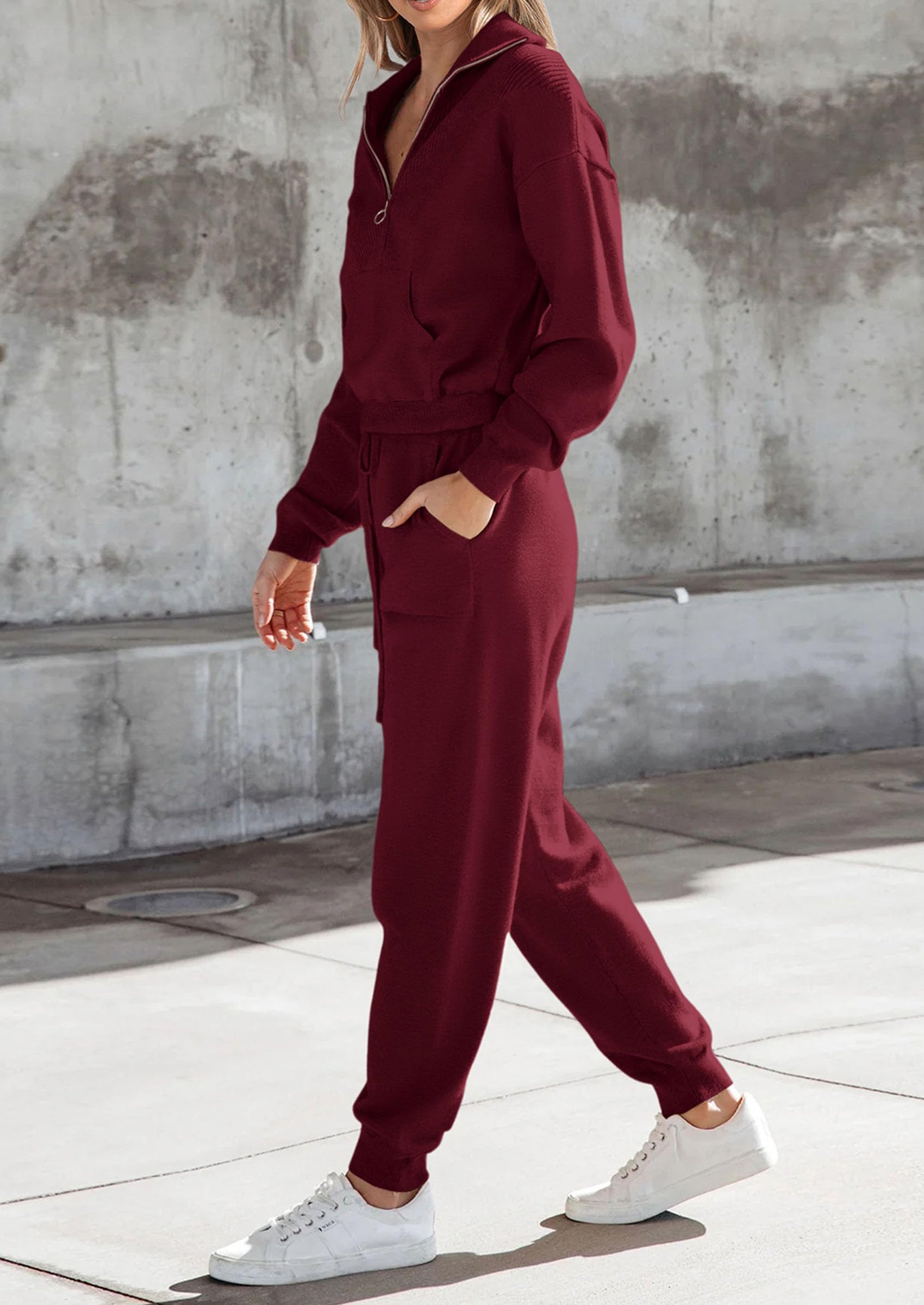 PRETTYGARDEN Women's 2 Piece Sweater Set Pullover Zip Up Sweatshirt Jogger Sweatpants Tracksuit Casual Outfit