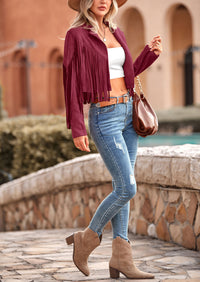 PRETTYGARDEN Women's Fringe Faux Suede Leather Jackets Fashion Tassel Motorcycle Cropped Coats