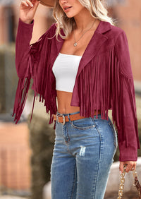 PRETTYGARDEN Women's Fringe Faux Suede Leather Jackets Fashion Tassel Motorcycle Cropped Coats