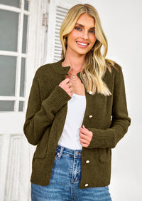 PRETTYGARDEN Women's Knit Cardigan Sweaters Casual Long Sleeve Open Front Button Up Ribbed Fall Spring Sweater Jackets