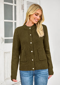 PRETTYGARDEN Women's Knit Cardigan Sweaters Casual Long Sleeve Open Front Button Up Ribbed Fall Spring Sweater Jackets