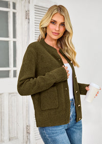 PRETTYGARDEN Women's Knit Cardigan Sweaters Casual Long Sleeve Open Front Button Up Ribbed Fall Spring Sweater Jackets