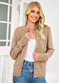 PRETTYGARDEN Women's Knit Cardigan Sweaters Casual Long Sleeve Open Front Button Up Ribbed Fall Spring Sweater Jackets