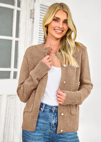 PRETTYGARDEN Women's Knit Cardigan Sweaters Casual Long Sleeve Open Front Button Up Ribbed Fall Spring Sweater Jackets