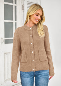 PRETTYGARDEN Women's Knit Cardigan Sweaters Casual Long Sleeve Open Front Button Up Ribbed Fall Spring Sweater Jackets