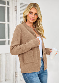 PRETTYGARDEN Women's Knit Cardigan Sweaters Casual Long Sleeve Open Front Button Up Ribbed Fall Spring Sweater Jackets