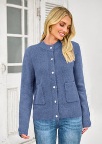 PRETTYGARDEN Women's Knit Cardigan Sweaters Casual Long Sleeve Open Front Button Up Ribbed Fall Spring Sweater Jackets