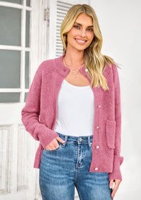 PRETTYGARDEN Women's Knit Cardigan Sweaters Casual Long Sleeve Open Front Button Up Ribbed Fall Spring Sweater Jackets