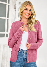 PRETTYGARDEN Women's Knit Cardigan Sweaters Casual Long Sleeve Open Front Button Up Ribbed Fall Spring Sweater Jackets