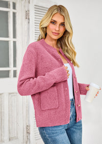 PRETTYGARDEN Women's Knit Cardigan Sweaters Casual Long Sleeve Open Front Button Up Ribbed Fall Spring Sweater Jackets