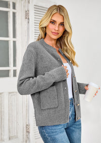 PRETTYGARDEN Women's Knit Cardigan Sweaters Casual Long Sleeve Open Front Button Up Ribbed Fall Spring Sweater Jackets