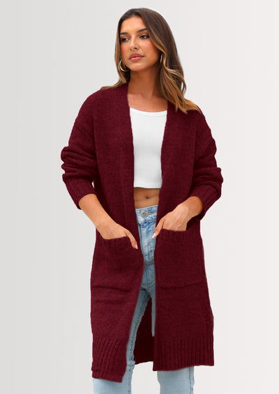 PRETTYGARDEN Fall Long Sleeve Cardigan Sweaters for Women Trendy Winter Open Front Loose Knitted Cardigans with Pockets